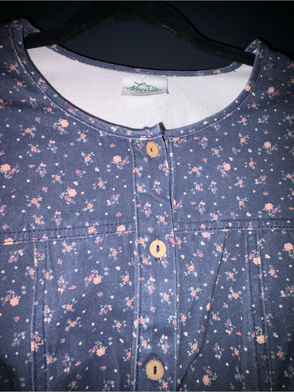 Newin Floral Button Front Denim Dress
